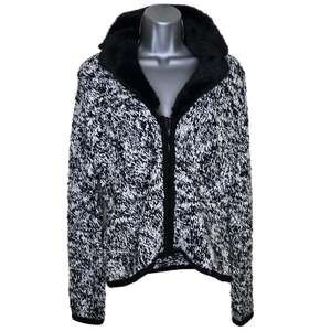 Tribal Faux Fur Collar Bouclé Tweed Zip Jacket